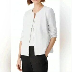 Eileen Fisher Organic Cotton Zip-Front Jacket in white size small